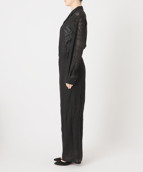 Spick & Span（スピックアンドスパン）の「オープンカラーレースジャンプスーツ（サロペット/オーバーオール・レディース・ブラック/ホワイト・38/36）」の20枚目の写真