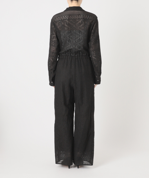 Spick & Span（スピックアンドスパン）の「オープンカラーレースジャンプスーツ（サロペット/オーバーオール・レディース・ブラック/ホワイト・38/36）」の21枚目の写真