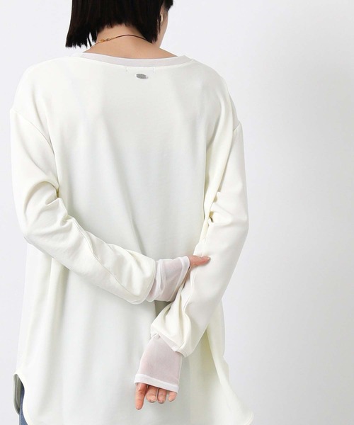 Gready Brilliant(グレディブリリアン)の「Pe袖チュール切替ボートネックブラウス(シャツ/ブラウス・レディース・アイボリー/ブラック・FREE)」の11枚目の写真