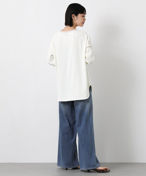 Gready Brilliant(グレディブリリアン)の「Pe袖チュール切替ボートネックブラウス(シャツ/ブラウス・レディース・アイボリー/ブラック・FREE)」の5枚目の写真