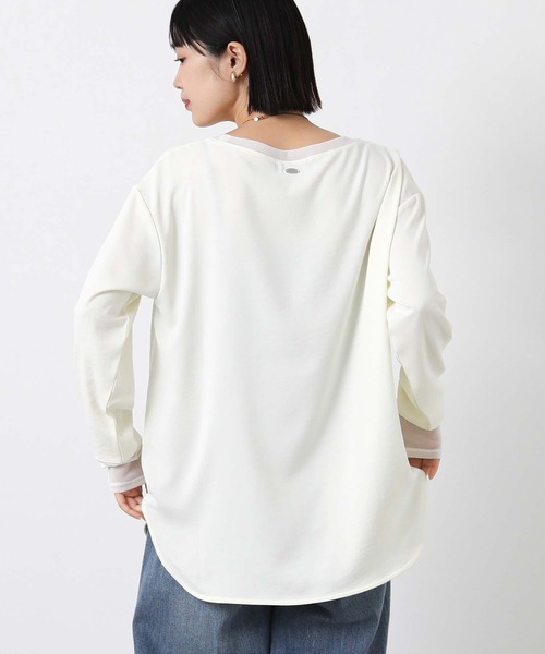 Gready Brilliant(グレディブリリアン)の「Pe袖チュール切替ボートネックブラウス(シャツ/ブラウス・レディース・アイボリー/ブラック・FREE)」の9枚目の写真