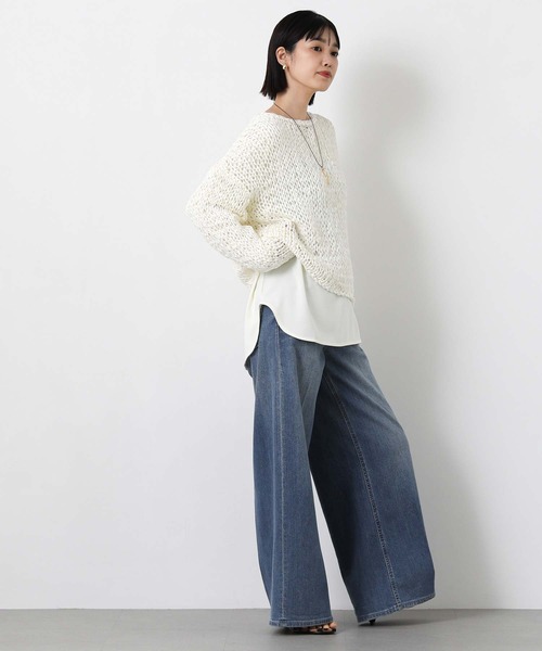 Gready Brilliant(グレディブリリアン)の「Pe袖チュール切替ボートネックブラウス(シャツ/ブラウス・レディース・アイボリー/ブラック・FREE)」の13枚目の写真