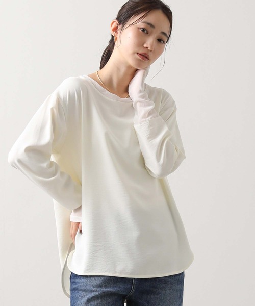 Gready Brilliant(グレディブリリアン)の「Pe袖チュール切替ボートネックブラウス(シャツ/ブラウス・レディース・アイボリー/ブラック・FREE)」の16枚目の写真