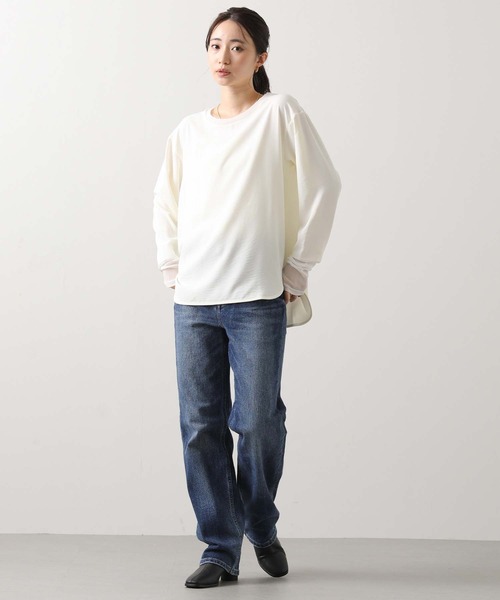 Gready Brilliant(グレディブリリアン)の「Pe袖チュール切替ボートネックブラウス(シャツ/ブラウス・レディース・アイボリー/ブラック・FREE)」の17枚目の写真