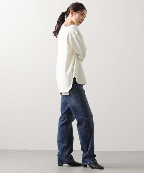 Gready Brilliant(グレディブリリアン)の「Pe袖チュール切替ボートネックブラウス(シャツ/ブラウス・レディース・アイボリー/ブラック・FREE)」の18枚目の写真