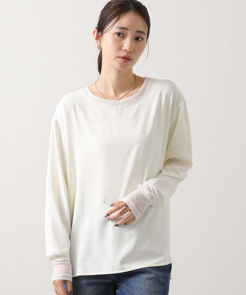 Gready Brilliant(グレディブリリアン)の「Pe袖チュール切替ボートネックブラウス(シャツ/ブラウス・レディース・アイボリー/ブラック・FREE)」の21枚目の写真