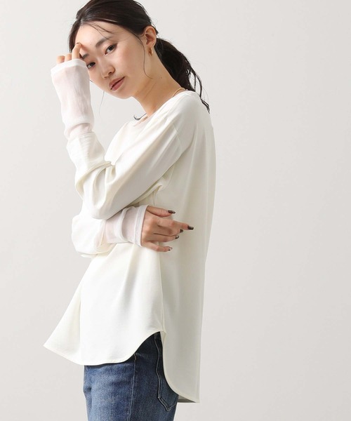 Gready Brilliant(グレディブリリアン)の「Pe袖チュール切替ボートネックブラウス(シャツ/ブラウス・レディース・アイボリー/ブラック・FREE)」の22枚目の写真