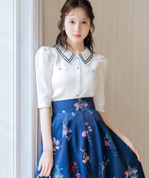 WILLSELECTION(ウィルセレクション)の「バイカラーレース襟リブニット(ニット/セーター・レディース・オフホワイト/ピンク/サックスブルー/ブラック・FREE)」の11枚目の写真