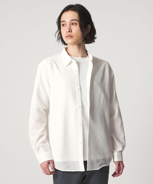 A DAY IN THE LIFE UNITED ARROWS(アデイインザライフユナイテッドアローズ)の「サッカー リラックス レギュラーカラーシャツ-吸水速乾-<A DAY IN THE LIFE>(シャツ/ブラウス・メンズ・ブラック/ホワイト/ネイビー・M/L)」の20枚目の写真