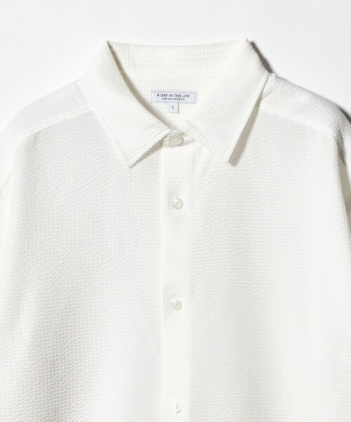 A DAY IN THE LIFE UNITED ARROWS(アデイインザライフユナイテッドアローズ)の「サッカー リラックス レギュラーカラーシャツ-吸水速乾-<A DAY IN THE LIFE>(シャツ/ブラウス・メンズ・ブラック/ホワイト/ネイビー・M/L)」の7枚目の写真