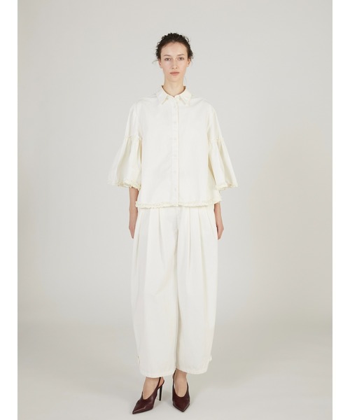 crinkle crinkle crinkle（クリンクルクリンクルクリンクル）の「【crinkle crinkle crinkle】garment dye frill shirts/ガーメントダイフリルシャツ（シャツ/ブラウス・レディース・ネイビー/アイボリー・FREE）」の11枚目の写真