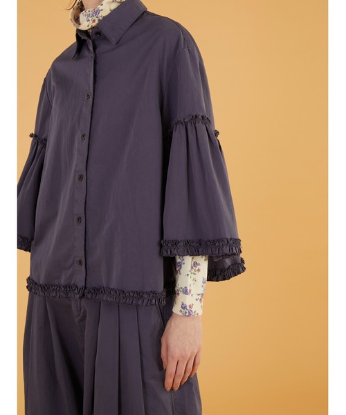 crinkle crinkle crinkle（クリンクルクリンクルクリンクル）の「【crinkle crinkle crinkle】garment dye frill shirts/ガーメントダイフリルシャツ（シャツ/ブラウス・レディース・ネイビー/アイボリー・FREE）」の14枚目の写真