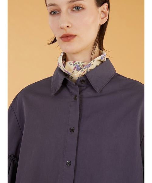 crinkle crinkle crinkle（クリンクルクリンクルクリンクル）の「【crinkle crinkle crinkle】garment dye frill shirts/ガーメントダイフリルシャツ（シャツ/ブラウス・レディース・ネイビー/アイボリー・FREE）」の13枚目の写真