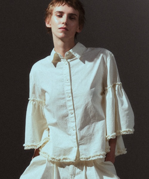 セール】【crinkle crinkle crinkle】garment dye frill shirts