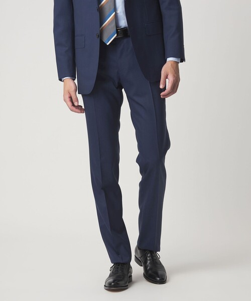 green label relaxing（グリーンレーベルリラクシング）の「GUABELLO ピンヘッド スリム ノープリーツ スーツパンツ セットアップパンツ（スーツパンツ・メンズ・グレー系/ネイビー・80/92/88/84/76/72）」の2枚目の写真