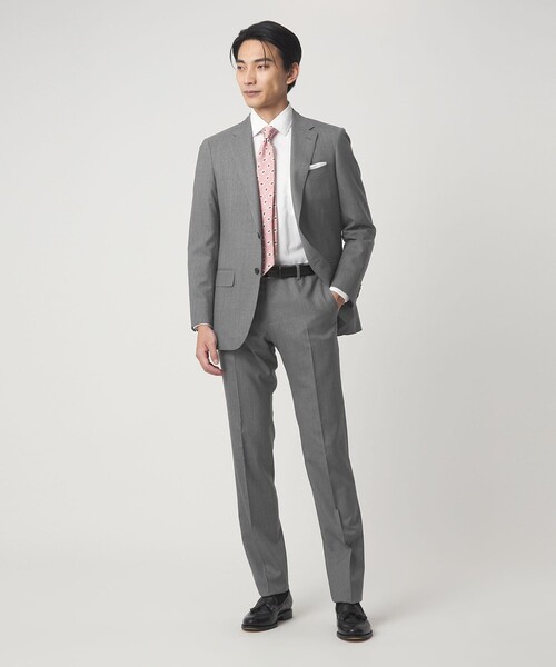 green label relaxing（グリーンレーベルリラクシング）の「GUABELLO ピンヘッド スリム ノープリーツ スーツパンツ セットアップパンツ（スーツパンツ・メンズ・グレー系/ネイビー・80/92/88/84/76/72）」の3枚目の写真