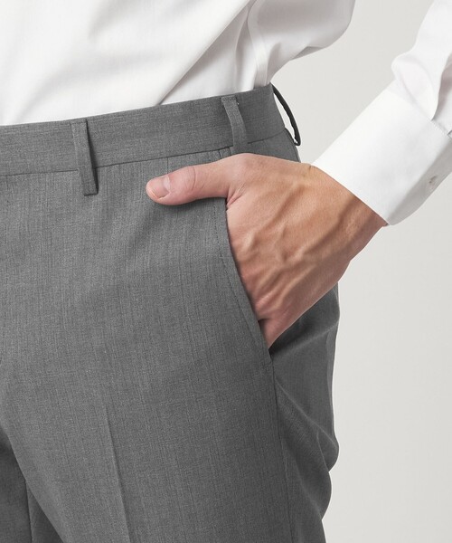 green label relaxing（グリーンレーベルリラクシング）の「GUABELLO ピンヘッド スリム ノープリーツ スーツパンツ セットアップパンツ（スーツパンツ・メンズ・グレー系/ネイビー・80/92/88/84/76/72）」の10枚目の写真