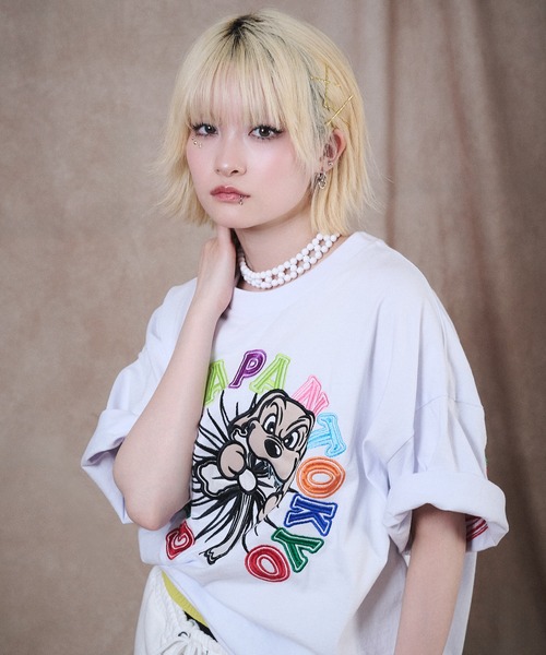 GALFY(ガルフィー)の「GALFY-おしゃぶりワンワンカラフルロゴTee(Tシャツ/カットソー・メンズ・ブラック/ホワイト・L/XL)」の2枚目の写真