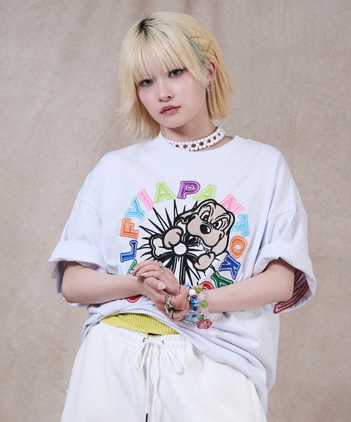 GALFY(ガルフィー)の「GALFY-おしゃぶりワンワンカラフルロゴTee(Tシャツ/カットソー・メンズ・ブラック/ホワイト・L/XL)」の5枚目の写真