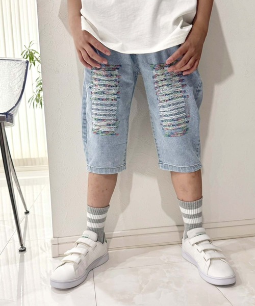 Universal Style Wear（ユニバーサルスタイルウェア）の「ダメージデニムハーフパンツ（その他パンツ・キッズ・ブルー/グレー・110cm/120cm/130cm/140cm/150cm/160cm）」の3枚目の写真