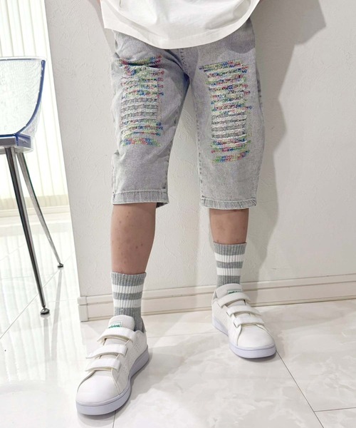 Universal Style Wear（ユニバーサルスタイルウェア）の「ダメージデニムハーフパンツ（その他パンツ・キッズ・ブルー/グレー・110cm/120cm/130cm/140cm/150cm/160cm）」の4枚目の写真