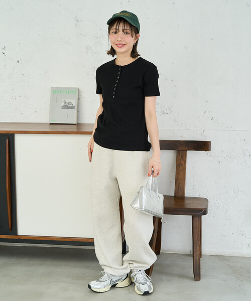 FREAK'S STORE(フリークスストア)の「限定展開 パターン メッシュ ヘンリー 半袖 Tシャツ(Tシャツ/カットソー・レディース・オフホワイト/ブラウン系その他/ブラック/ブルー/グレー・フリ-)」の15枚目の写真