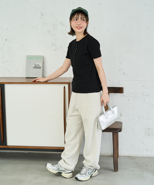 FREAK'S STORE(フリークスストア)の「限定展開 パターン メッシュ ヘンリー 半袖 Tシャツ(Tシャツ/カットソー・レディース・オフホワイト/ブラウン系その他/ブラック/ブルー/グレー・フリ-)」の16枚目の写真