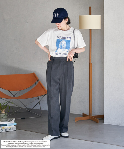 FREAK'S STORE（フリークスストア）の「マリリン・モンロー RETRO プリントTシャツ（Tシャツ/カットソー・レディース・オフホワイト/チャコールグレー・ﾌﾘ-）」の4枚目の写真