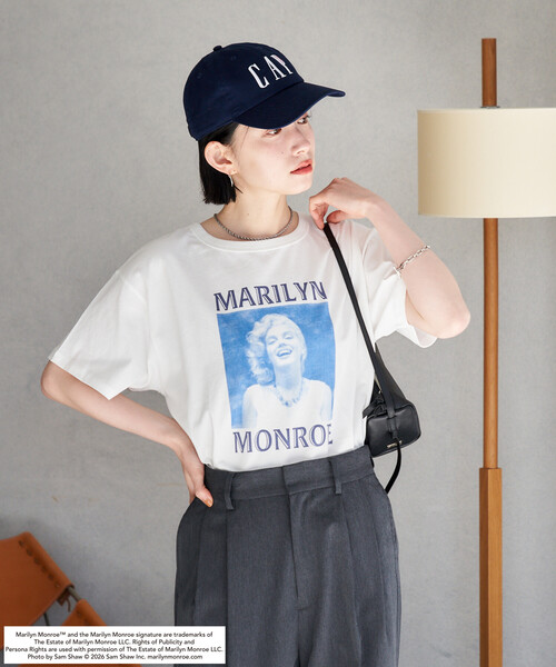 FREAK'S STORE（フリークスストア）の「マリリン・モンロー RETRO プリントTシャツ（Tシャツ/カットソー・レディース・オフホワイト/チャコールグレー・ﾌﾘ-）」の7枚目の写真