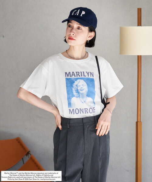 FREAK'S STORE（フリークスストア）の「マリリン・モンロー RETRO プリントTシャツ（Tシャツ/カットソー・レディース・オフホワイト/チャコールグレー・ﾌﾘ-）」の10枚目の写真