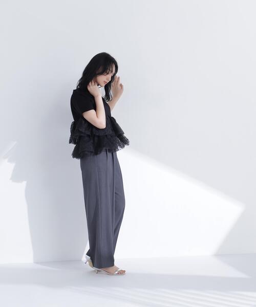 NATURAL BEAUTY BASIC(ナチュラルビューティーベーシック)の「チュールティアードカットソー(Tシャツ/カットソー・レディース・ベージュ/ブラック/オフホワイト・FREE)」の7枚目の写真