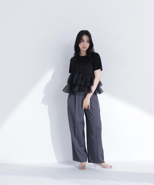 NATURAL BEAUTY BASIC(ナチュラルビューティーベーシック)の「チュールティアードカットソー(Tシャツ/カットソー・レディース・ベージュ/ブラック/オフホワイト・FREE)」の9枚目の写真