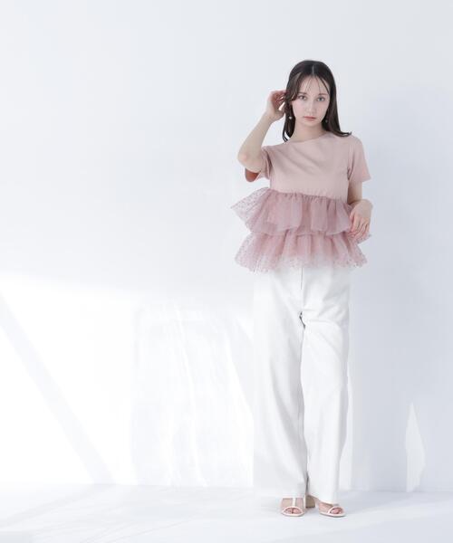 NATURAL BEAUTY BASIC(ナチュラルビューティーベーシック)の「チュールティアードカットソー(Tシャツ/カットソー・レディース・ベージュ/ブラック/オフホワイト・FREE)」の22枚目の写真