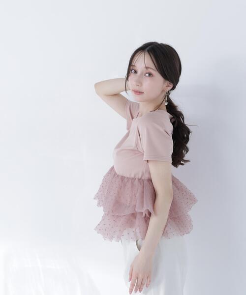 NATURAL BEAUTY BASIC(ナチュラルビューティーベーシック)の「チュールティアードカットソー(Tシャツ/カットソー・レディース・ベージュ/ブラック/オフホワイト・FREE)」の21枚目の写真