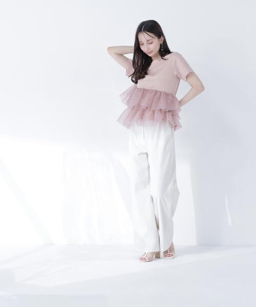 NATURAL BEAUTY BASIC(ナチュラルビューティーベーシック)の「チュールティアードカットソー(Tシャツ/カットソー・レディース・ベージュ/ブラック/オフホワイト・FREE)」の18枚目の写真