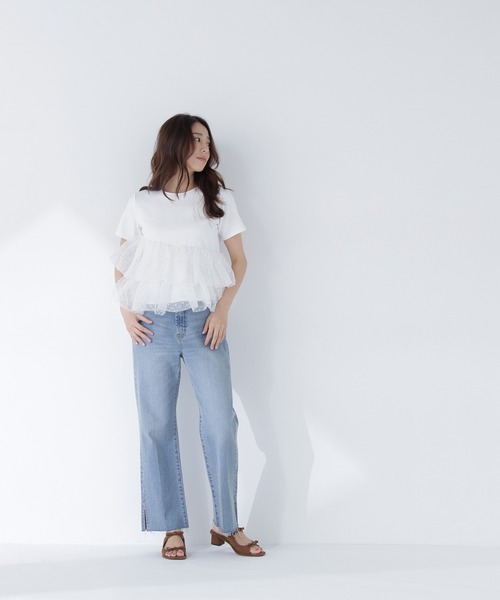 NATURAL BEAUTY BASIC(ナチュラルビューティーベーシック)の「チュールティアードカットソー(Tシャツ/カットソー・レディース・ベージュ/ブラック/オフホワイト・FREE)」の6枚目の写真