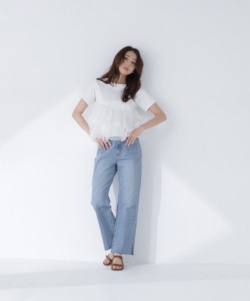 NATURAL BEAUTY BASIC(ナチュラルビューティーベーシック)の「チュールティアードカットソー(Tシャツ/カットソー・レディース・ベージュ/ブラック/オフホワイト・FREE)」の8枚目の写真