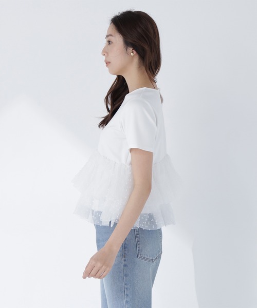 NATURAL BEAUTY BASIC(ナチュラルビューティーベーシック)の「チュールティアードカットソー(Tシャツ/カットソー・レディース・ベージュ/ブラック/オフホワイト・FREE)」の11枚目の写真