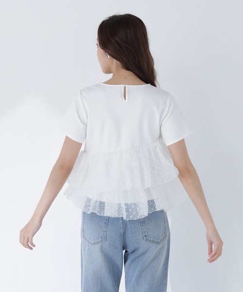 NATURAL BEAUTY BASIC(ナチュラルビューティーベーシック)の「チュールティアードカットソー(Tシャツ/カットソー・レディース・ベージュ/ブラック/オフホワイト・FREE)」の12枚目の写真