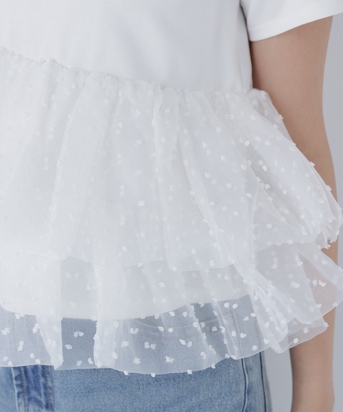 NATURAL BEAUTY BASIC(ナチュラルビューティーベーシック)の「チュールティアードカットソー(Tシャツ/カットソー・レディース・ベージュ/ブラック/オフホワイト・FREE)」の16枚目の写真