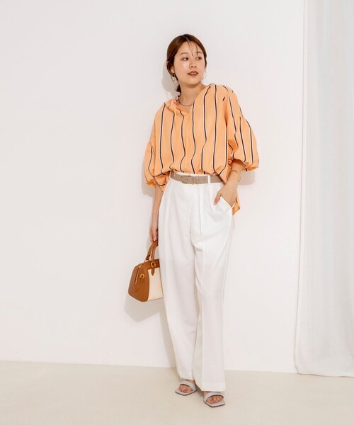 NOLLEY’S（ノーリーズ）の「ウォッシャブルドビーストライプブラウス（シャツ/ブラウス・レディース・ブルー系その他3/イエロー系その他3/ホワイト系その他4・38）」の7枚目の写真