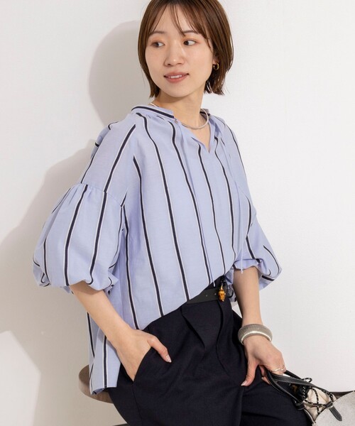 NOLLEY’S（ノーリーズ）の「ウォッシャブルドビーストライプブラウス（シャツ/ブラウス・レディース・ブルー系その他3/イエロー系その他3/ホワイト系その他4・38）」の16枚目の写真