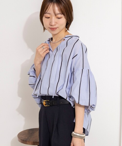 NOLLEY’S（ノーリーズ）の「ウォッシャブルドビーストライプブラウス（シャツ/ブラウス・レディース・ブルー系その他3/イエロー系その他3/ホワイト系その他4・38）」の17枚目の写真