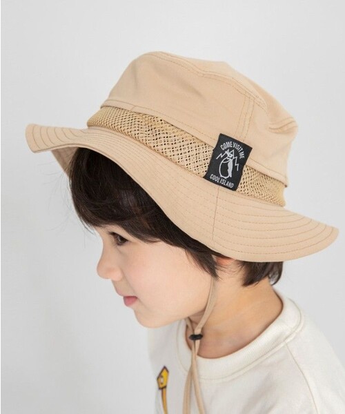 BRANSHES（ブランシェス）の「【水陸両用/撥水加工】保冷剤ポケット付アウトドアハット（ハット・キッズ・ピンク/グリーン/ベージュ/ラベンダー・56cm/54cm/52cm/50cm）」の2枚目の写真