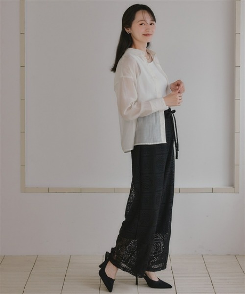 Petitjo(プッチージョ)の「小さいサイズ ブロックレースワイドパンツ 低身長さん・小柄女性(その他パンツ・レディース・ブラック/ホワイト・PL/PM/PS/PSS)」の14枚目の写真