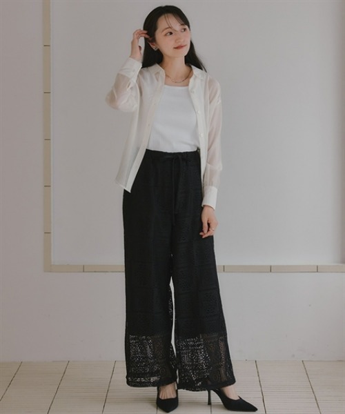 Petitjo(プッチージョ)の「小さいサイズ ブロックレースワイドパンツ 低身長さん・小柄女性(その他パンツ・レディース・ブラック/ホワイト・PL/PM/PS/PSS)」の15枚目の写真