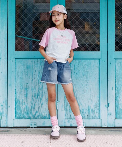 algy(アルジー)の「クラッシュショーパン(デニムパンツ・キッズ・ブラック/ネイビー/オフホワイト/サックスブルー・140/130/160/150/120)」の6枚目の写真