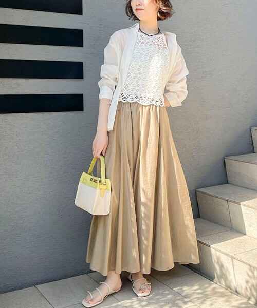 NOLLEY’S Sophi(ノーリーズソフィ)の「ウォッシャブルクロッシェレースアメスリタンクトップ(シャツ/ブラウス・レディース・ホワイト/ダークブラウン・38)」の13枚目の写真