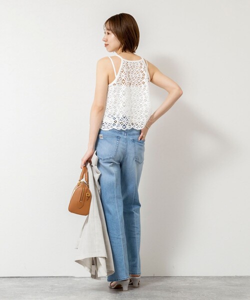 NOLLEY’S Sophi(ノーリーズソフィ)の「ウォッシャブルクロッシェレースアメスリタンクトップ(シャツ/ブラウス・レディース・ホワイト/ダークブラウン・38)」の18枚目の写真