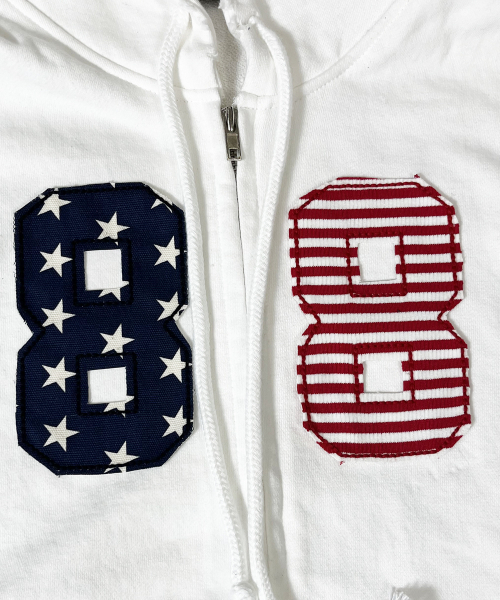 SK8ER ROCK（スケーターロック）の「Star Stripe Damage Sweat Hood Zip-Up ((ivory))（パーカー・レディース・その他・FREE）」の5枚目の写真